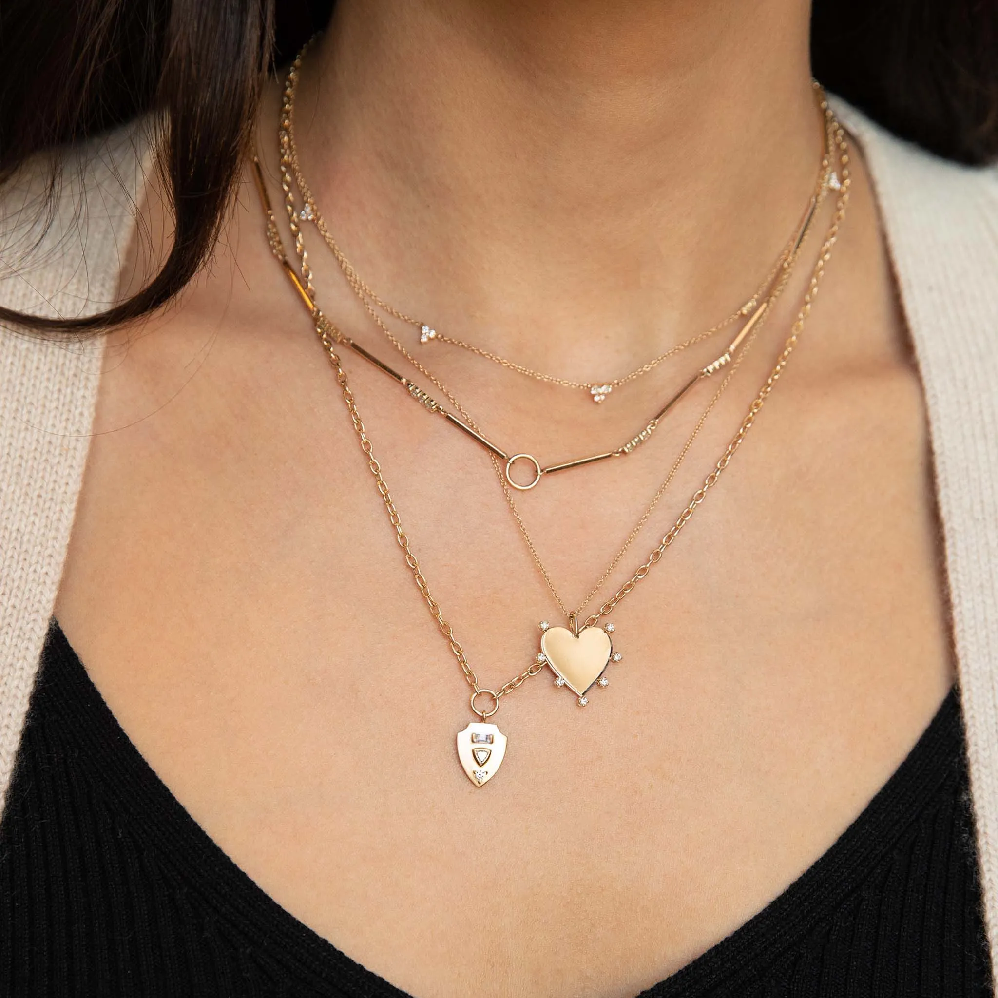 14k 7 Prong Diamond Heart Pendant Necklace