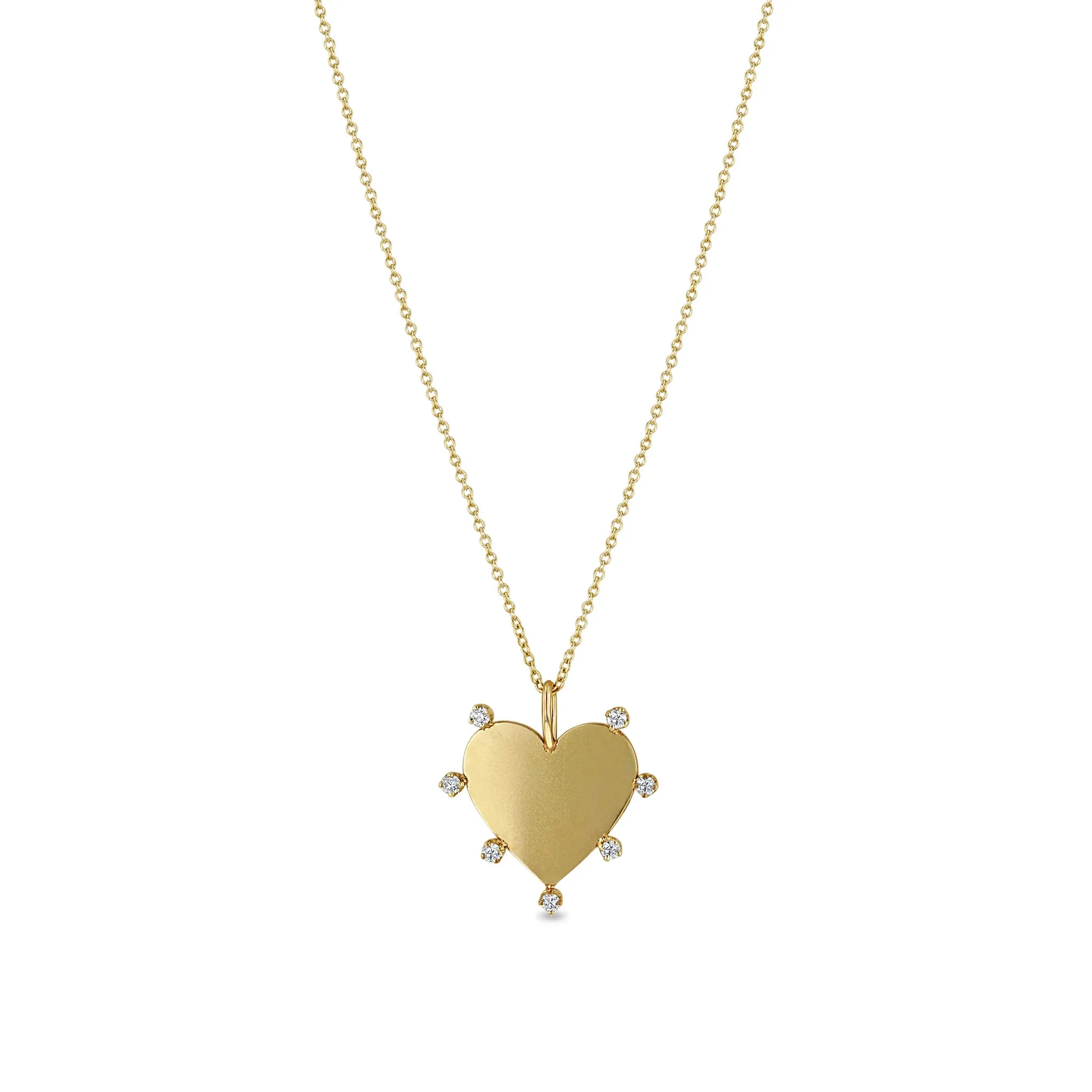 14k 7 Prong Diamond Heart Pendant Necklace