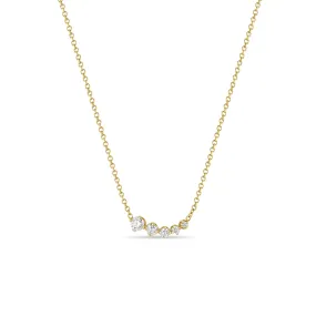 14k Graduated Prong Diamond Curve Necklace