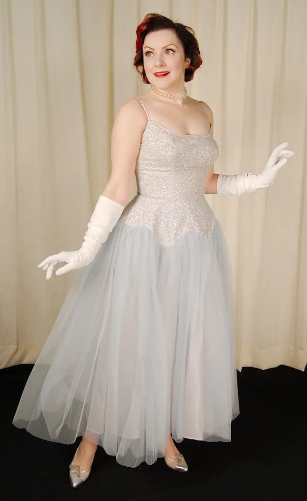 1950s Ice Blue Sequin Dress