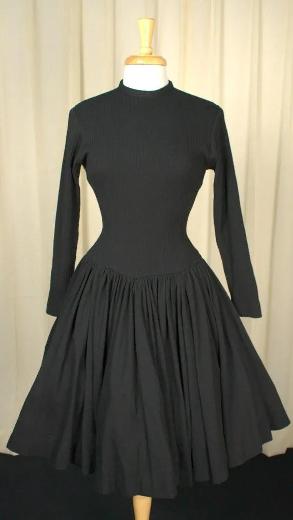 1950s Ribbed Knit LBD