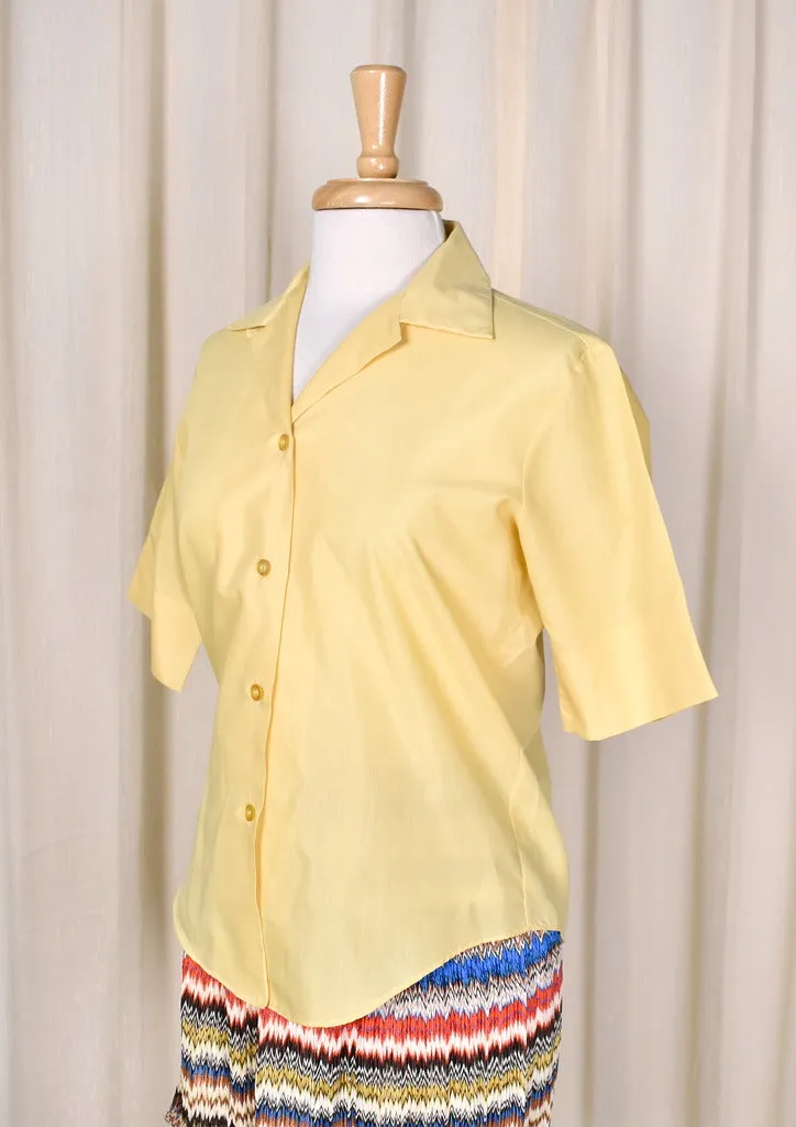 1950s Simple Yellow Vintage Blouse