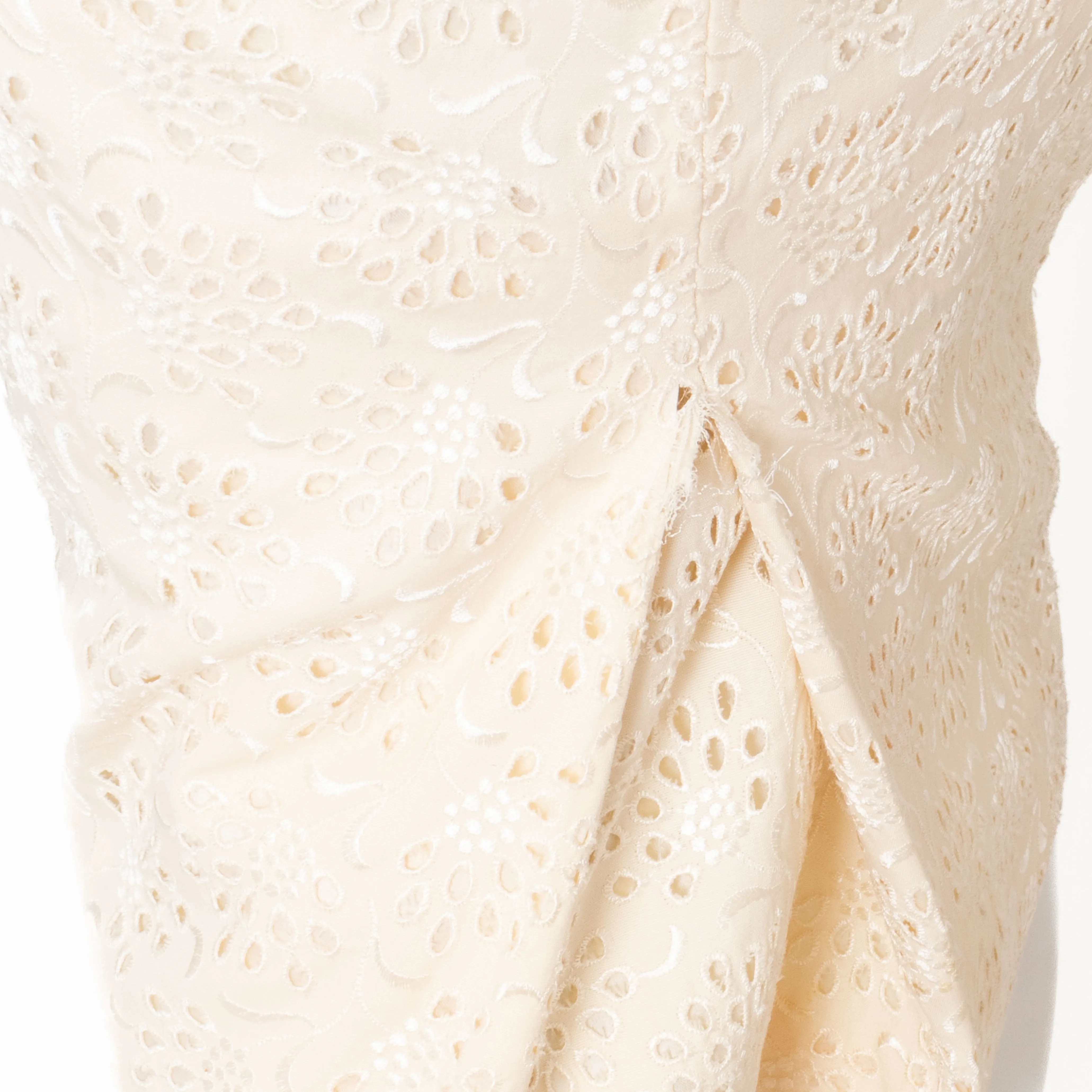 1996 Ivory Broderie Anglaise Skirt Suit