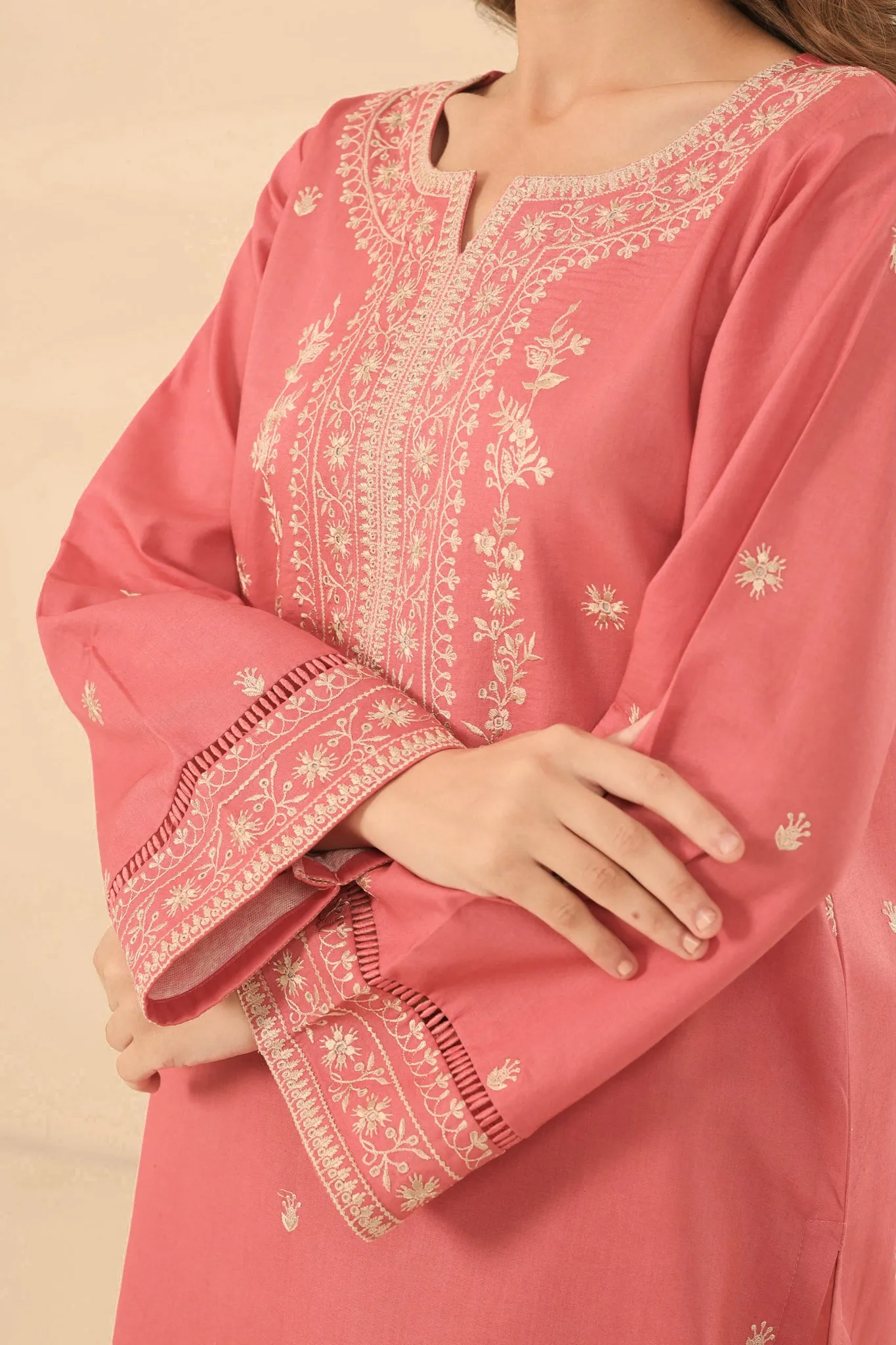 20% OFF PESCA PINK EMBROIDERED TWO PIECE SET (NPA2-23309)