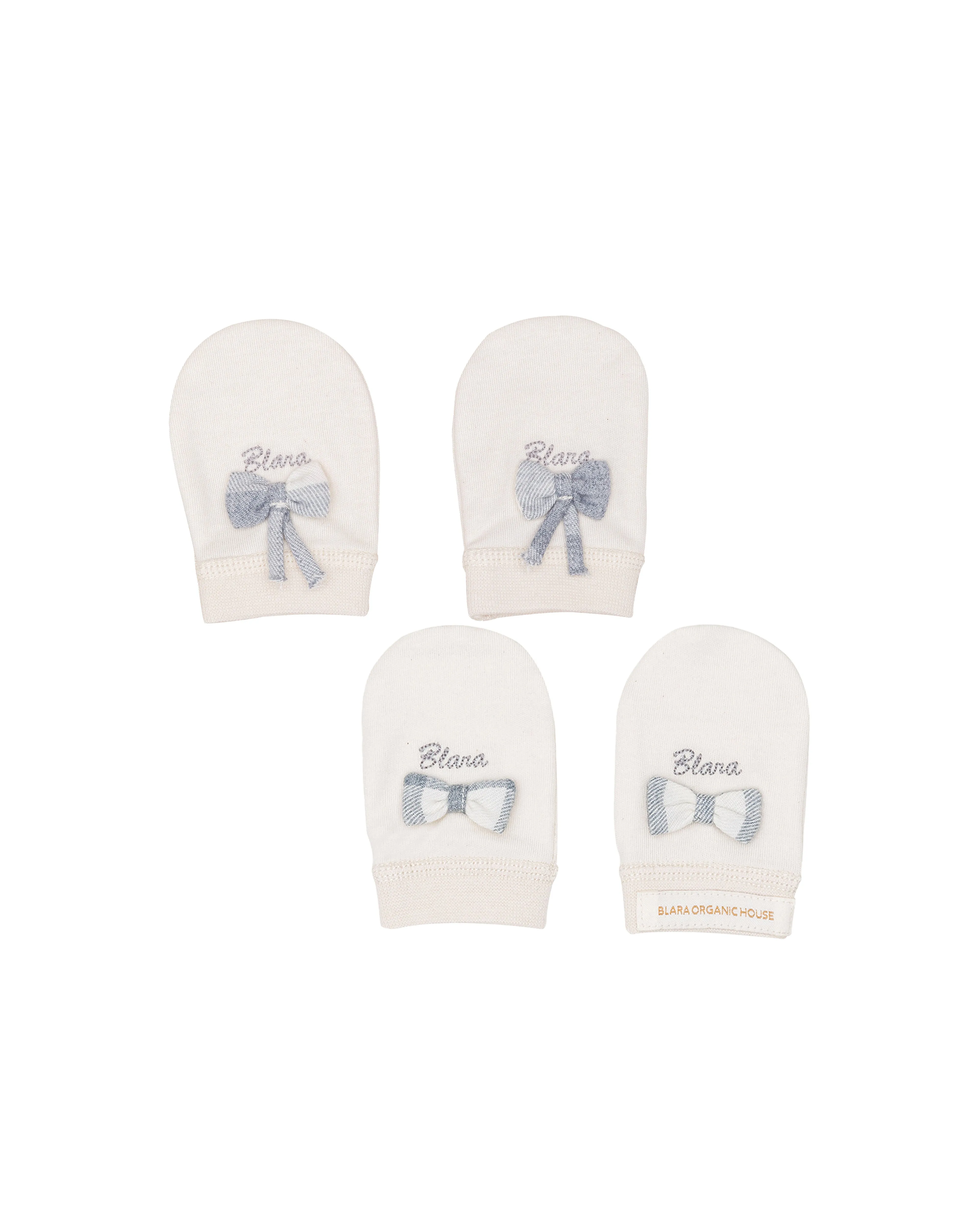 4-Pairs Baby's Mittens Bundle (Checked Bow）