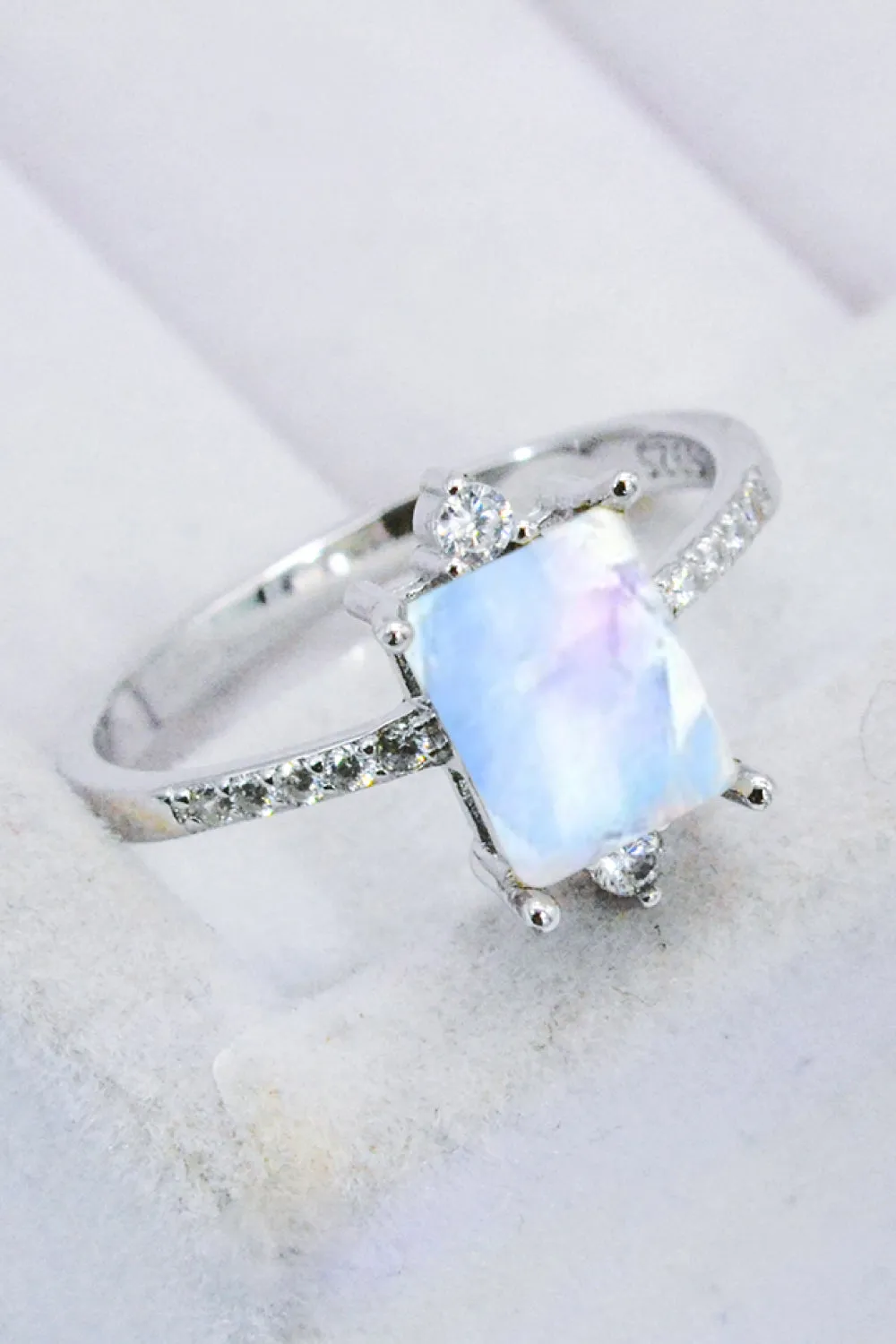 925 Sterling Silver Square Moonstone Ring