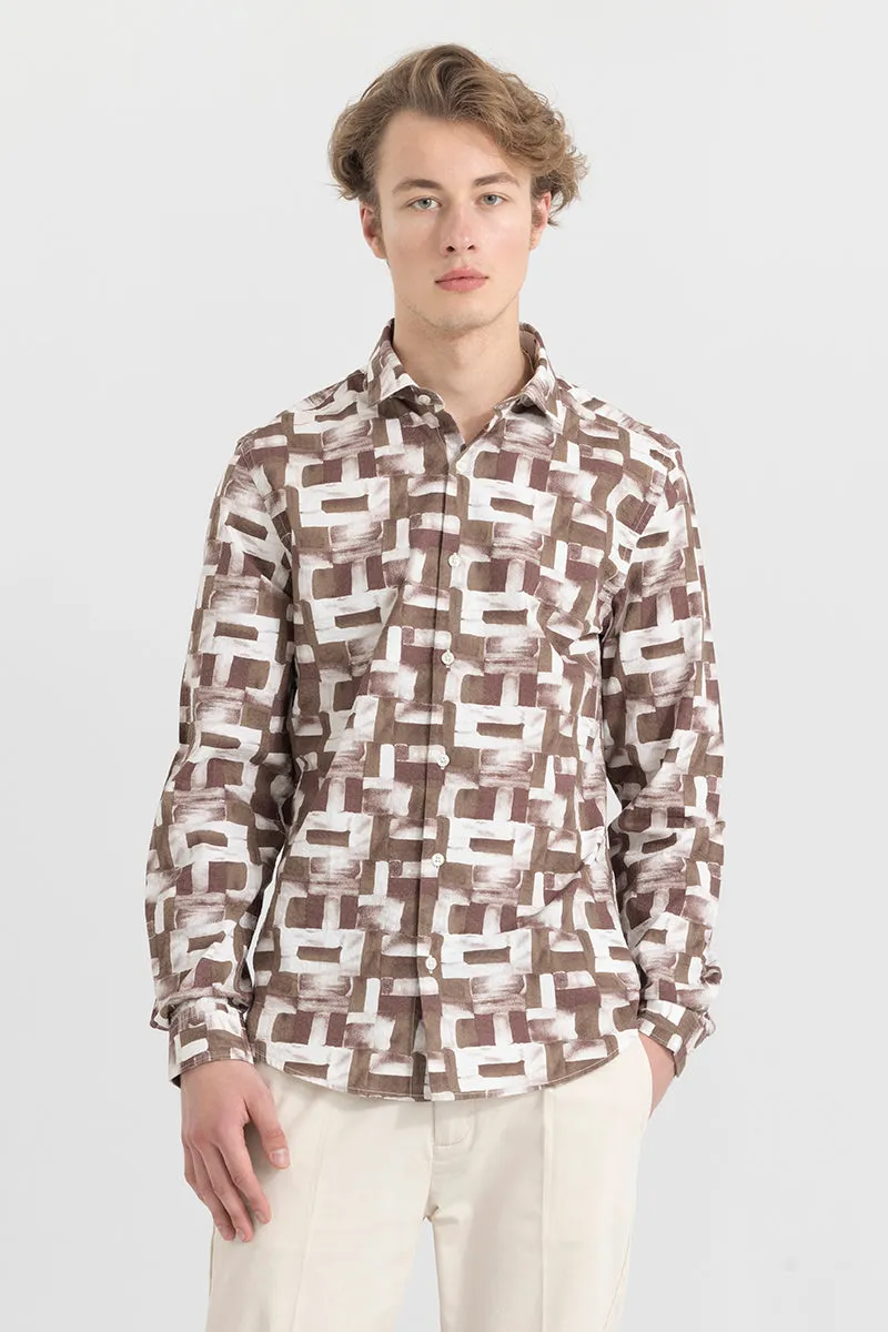 Abstraction Box Brown Seersucker Shirt