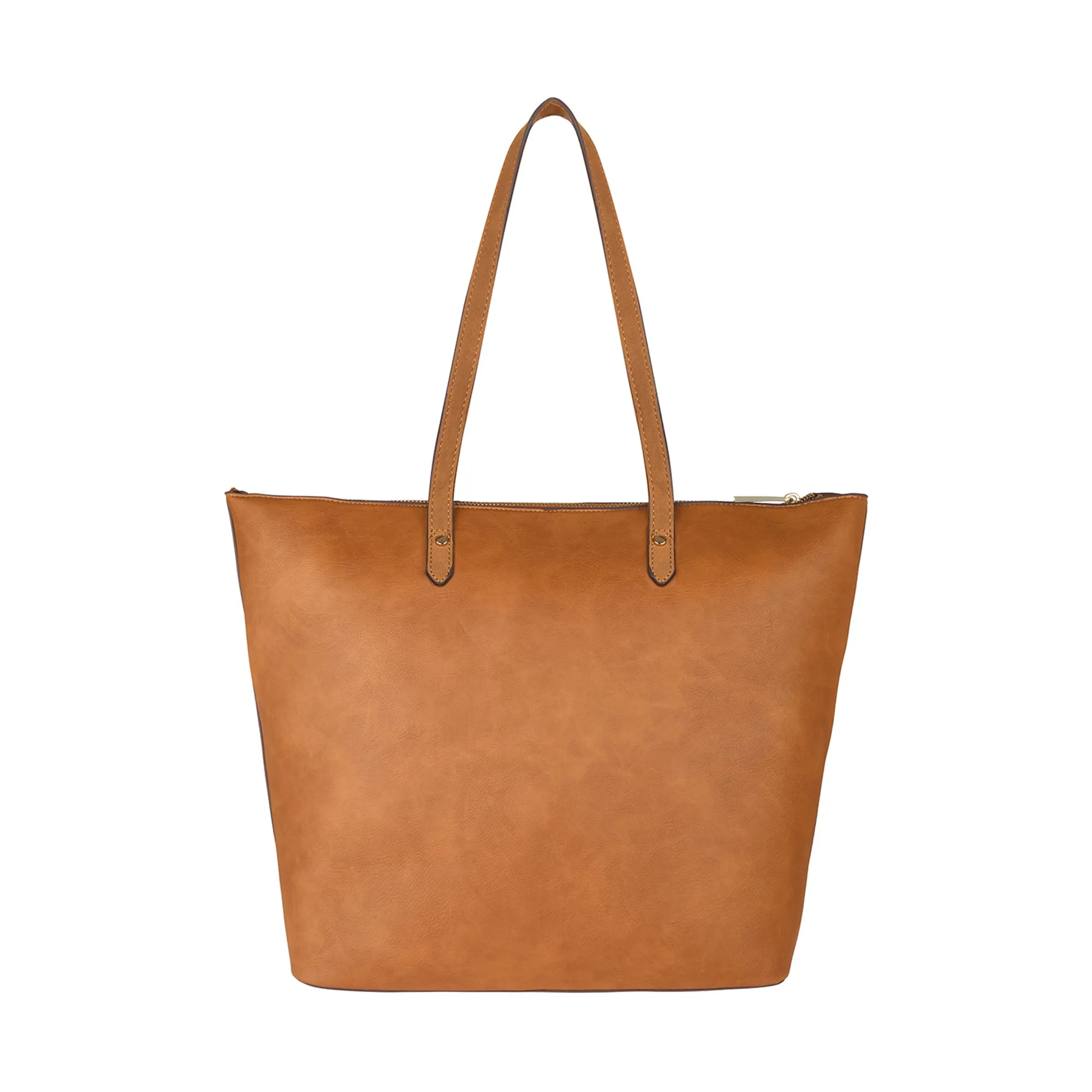 Accessorize London Women's Faux Leather Tan Spacious Emily Tote Bag