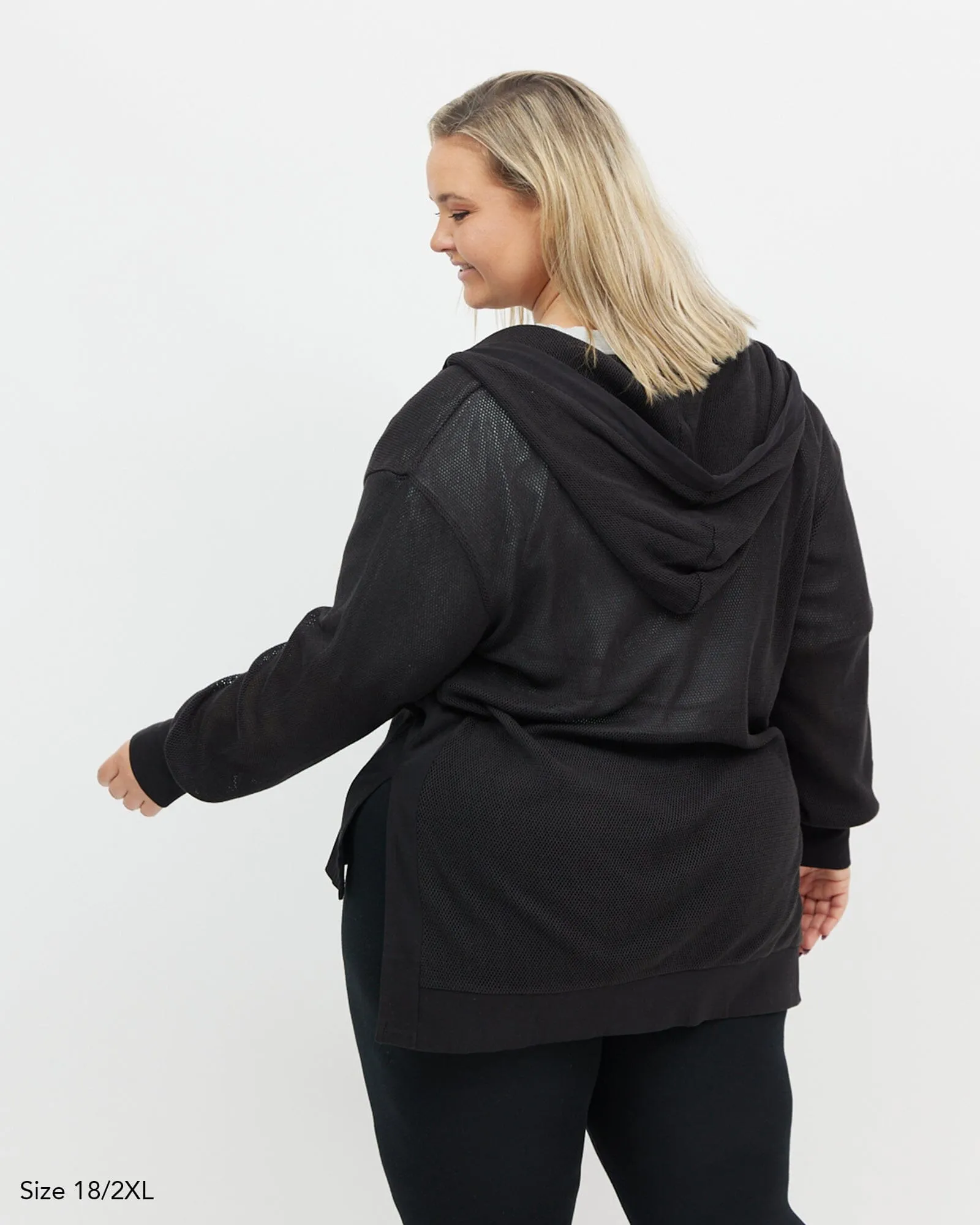 Alora Long Mesh Jacket - Black