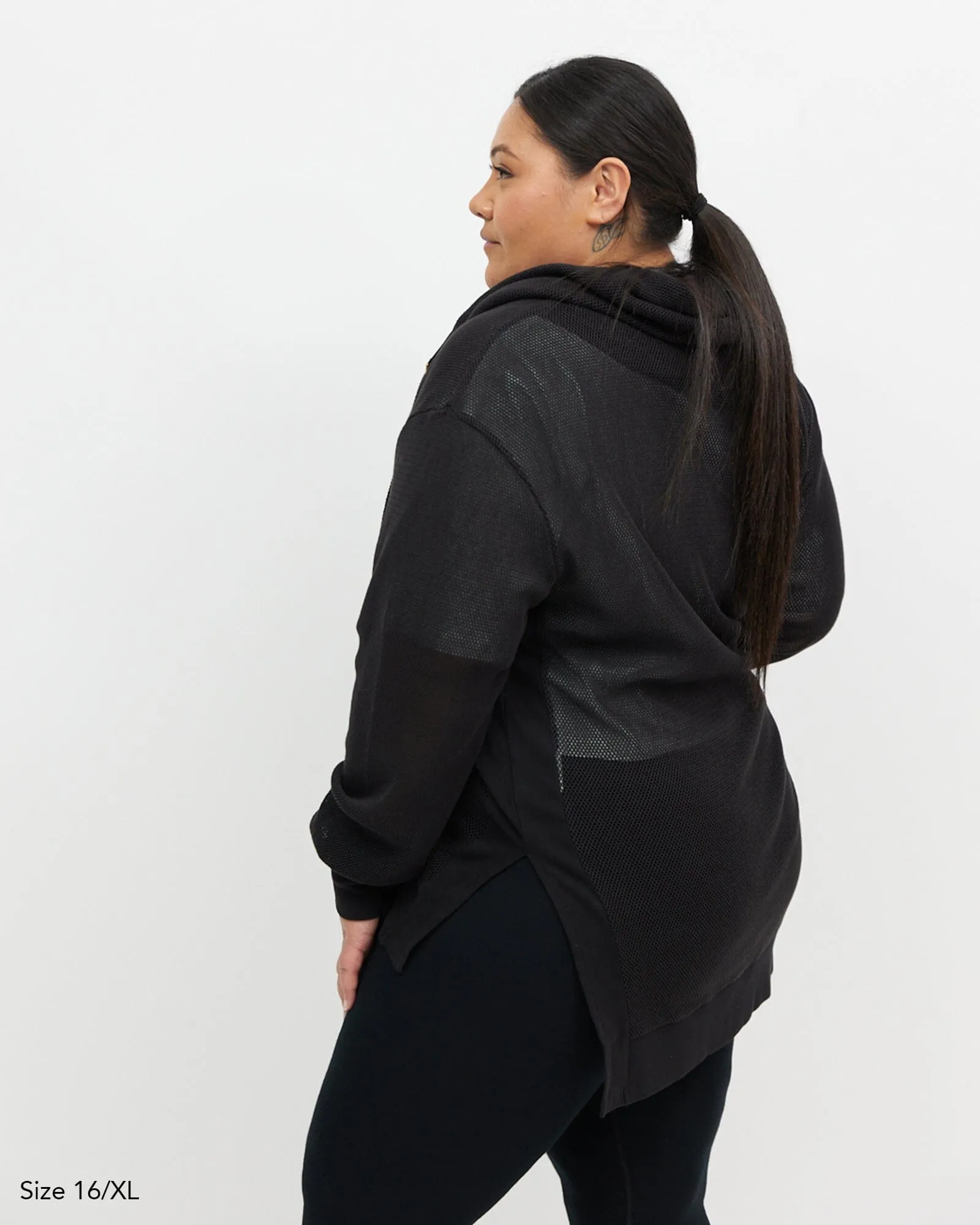 Alora Long Mesh Jacket - Black