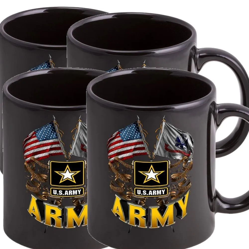 Army Double Flag Stoneware Mug Set - Black