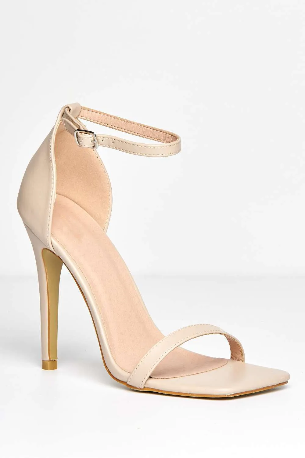 Aveena Ankle Strap Heels in Nude Matt