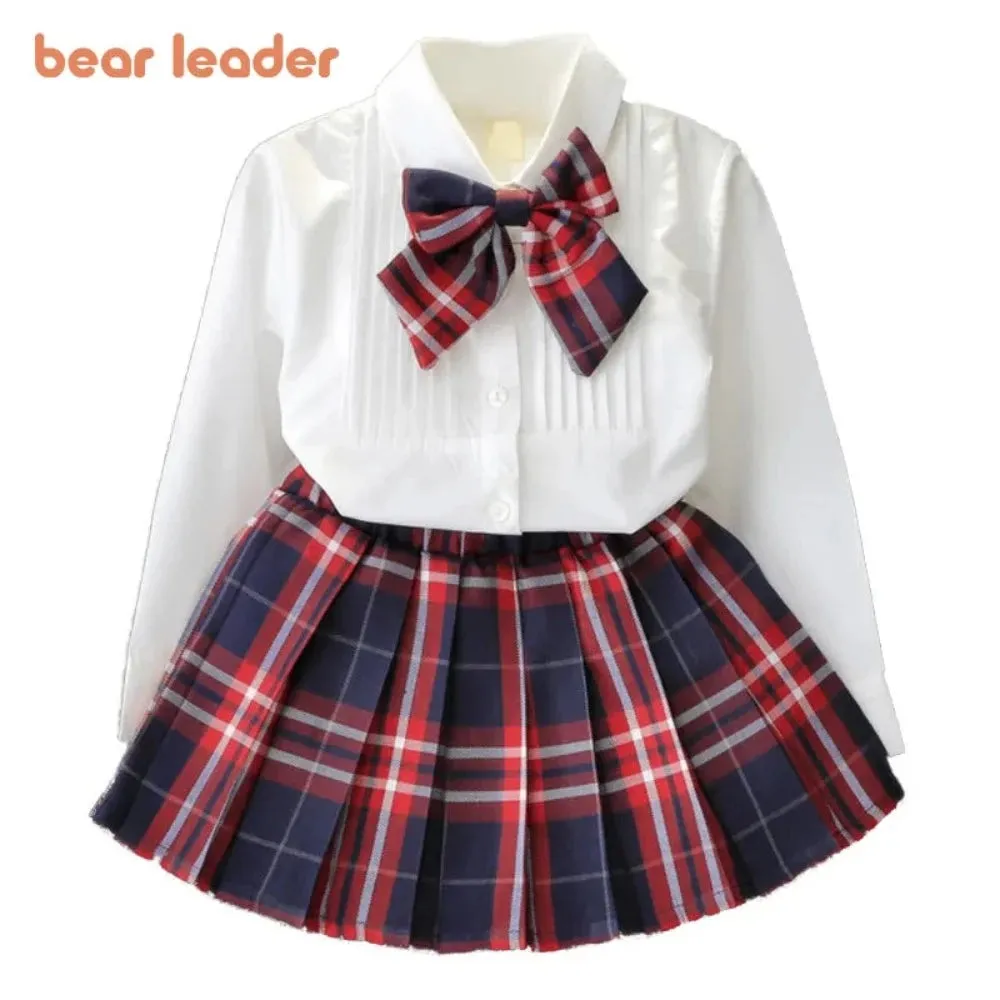 Baby Girl Plaid Shirt Bow Dress Outfit