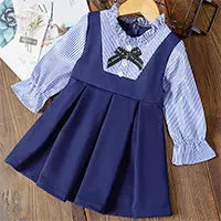 Baby Girl Plaid Shirt Bow Dress Outfit