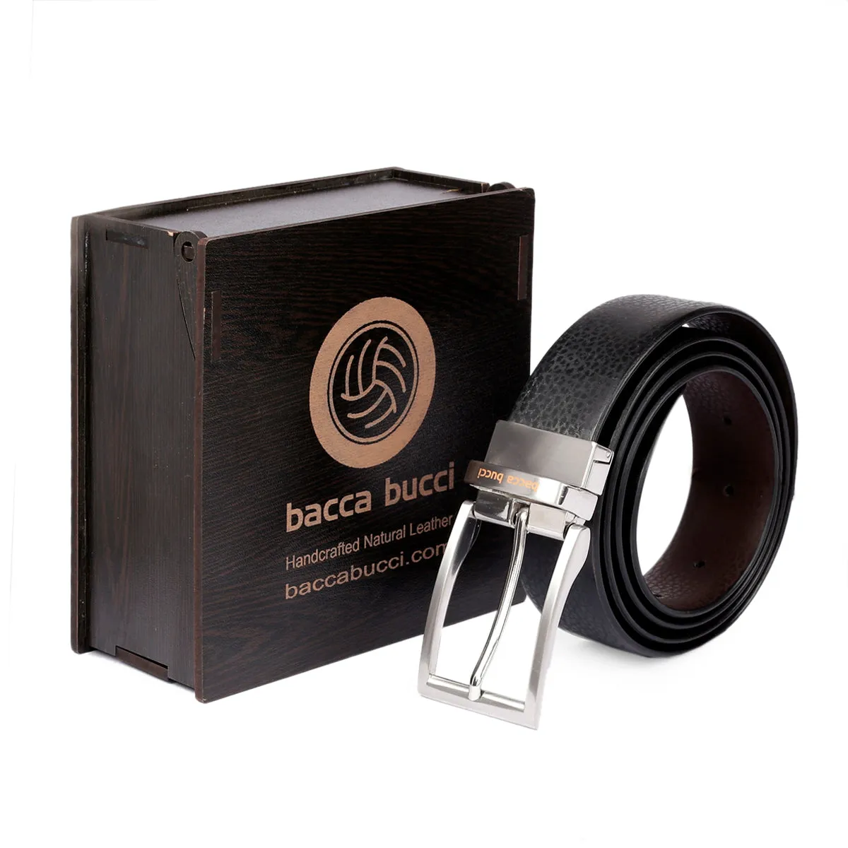 Bacca Bucci Classic Dress belt with Italian smooth Genuine leather Black & Brown