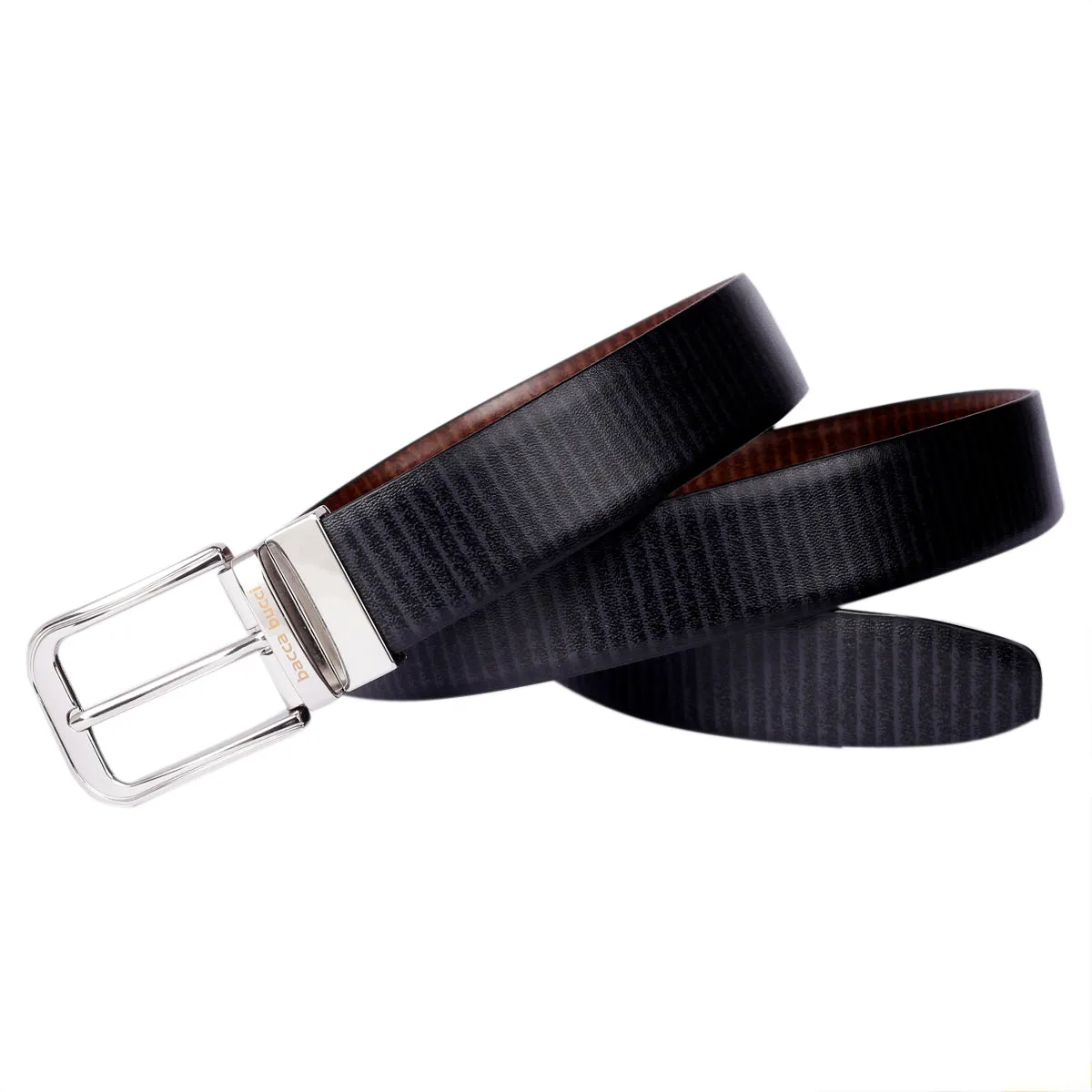 Bacca Bucci Classic Dress belt with Italian smooth Genuine leather Black & Brown