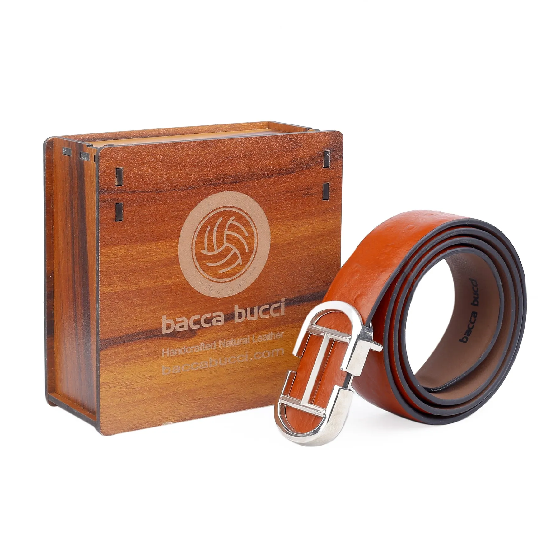 Bacca Bucci Leather Dress/Casual Men Belt with Ostrich Print