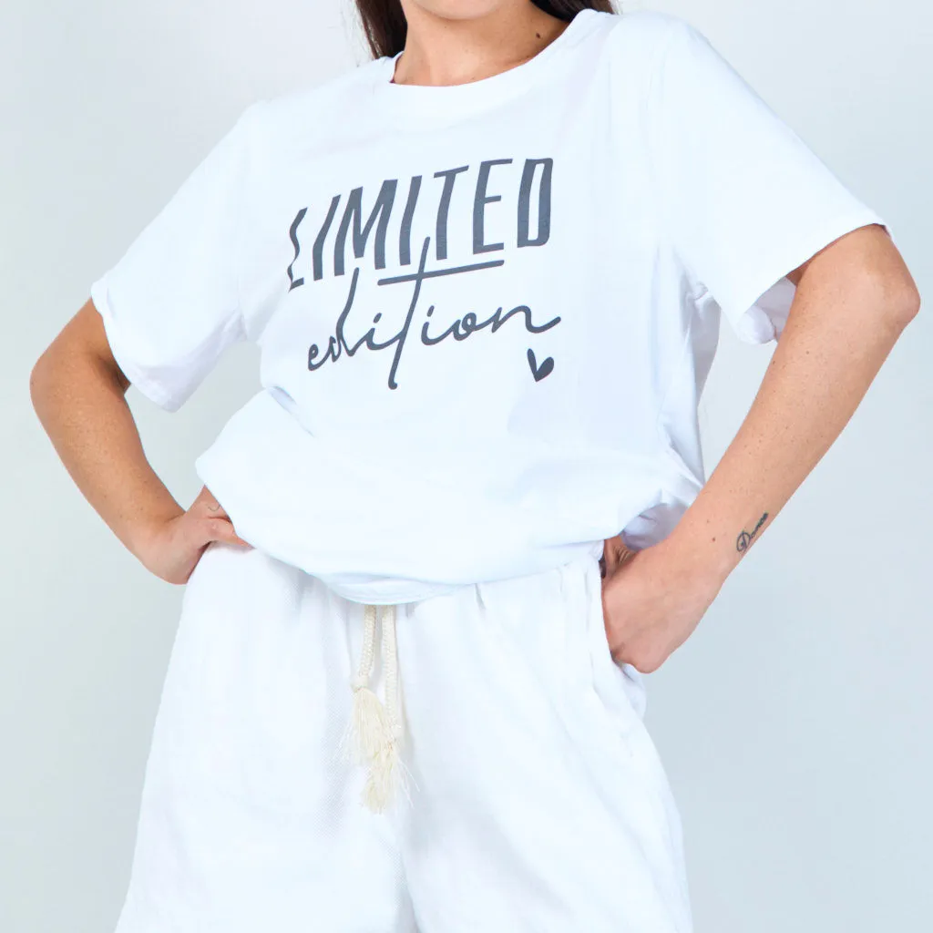 Basic T-shirt with "limited edition" text wholesale