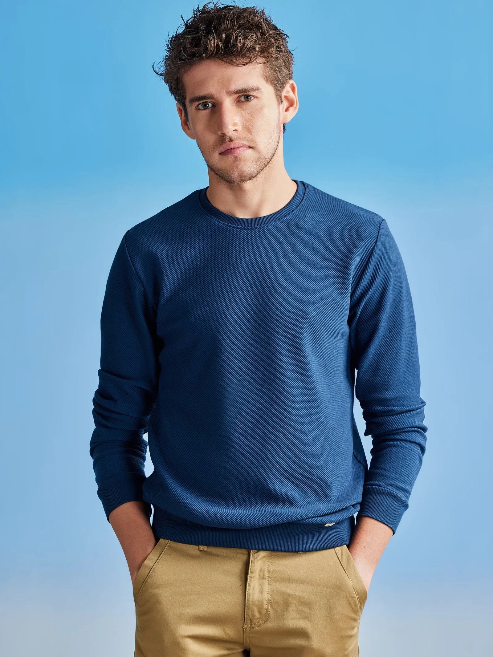 Blue Ottoman Crew Neck Sweatshirt