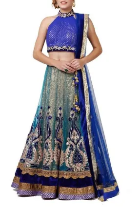 Blue Sequined Lehenga Set