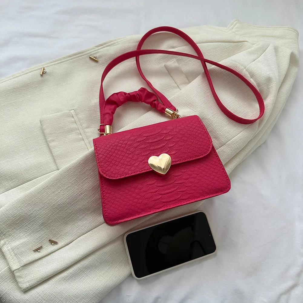 Borsa Donna Mini Bag Cuore Manico Ecopelle Monocolore Casual Elegante