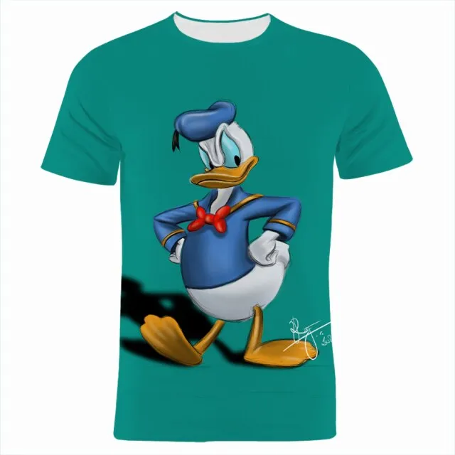 Boy Girl Kids T-shirts Disney Donald Duck Cartoon Anime 3D Print Women Clothing Oversized Harajuku Men Tee Shirt Tops