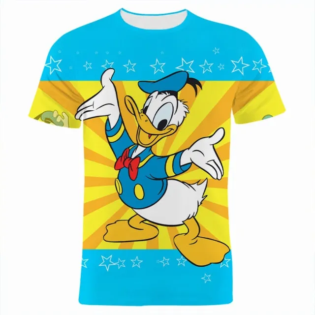 Boy Girl Kids T-shirts Disney Donald Duck Cartoon Anime 3D Print Women Clothing Oversized Harajuku Men Tee Shirt Tops