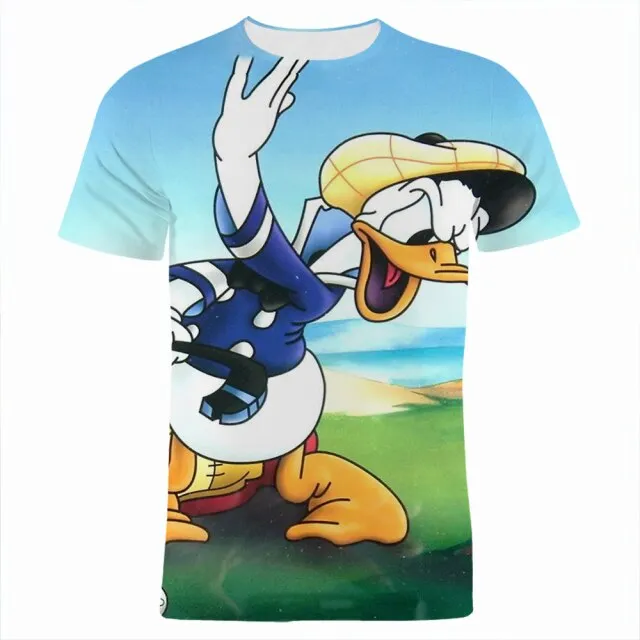 Boy Girl Kids T-shirts Disney Donald Duck Cartoon Anime 3D Print Women Clothing Oversized Harajuku Men Tee Shirt Tops