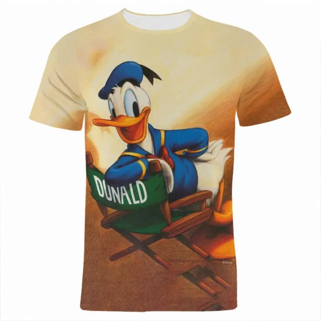 Boy Girl Kids T-shirts Disney Donald Duck Cartoon Anime 3D Print Women Clothing Oversized Harajuku Men Tee Shirt Tops