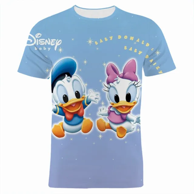 Boy Girl Kids T-shirts Disney Donald Duck Cartoon Anime 3D Print Women Clothing Oversized Harajuku Men Tee Shirt Tops