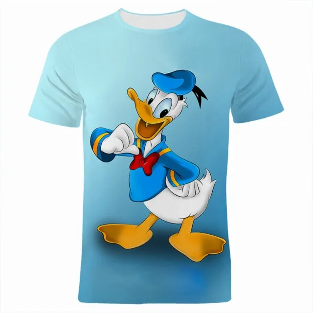 Boy Girl Kids T-shirts Disney Donald Duck Cartoon Anime 3D Print Women Clothing Oversized Harajuku Men Tee Shirt Tops