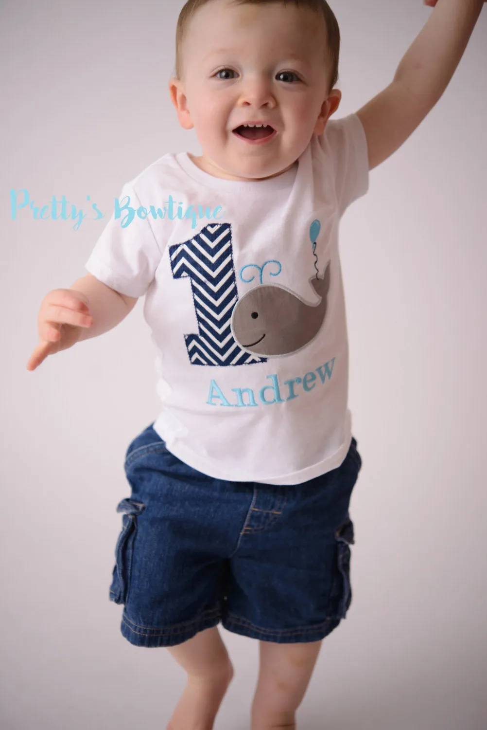 Boys Whale 1st Birthday Shirt or Bodysuit