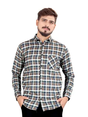 Brown and Green Gingham Checked Shirt