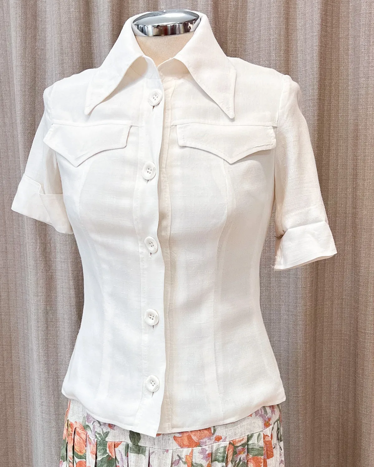 Camicia In Lino Crop  S