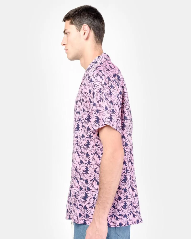 Camp Shirt in Pink Linen Floral