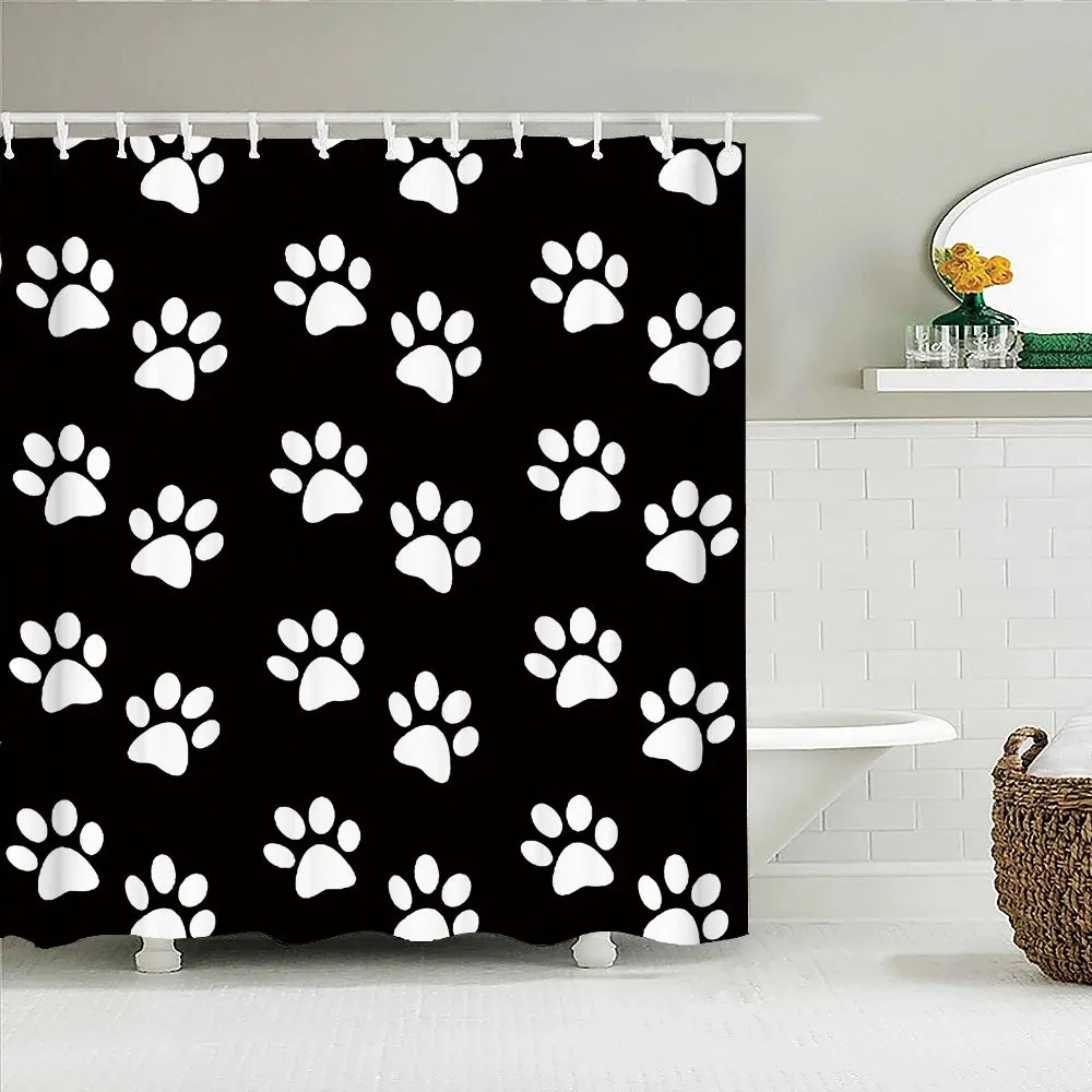 Cartoon Cat Llama Bathroom Curtain Shower Set