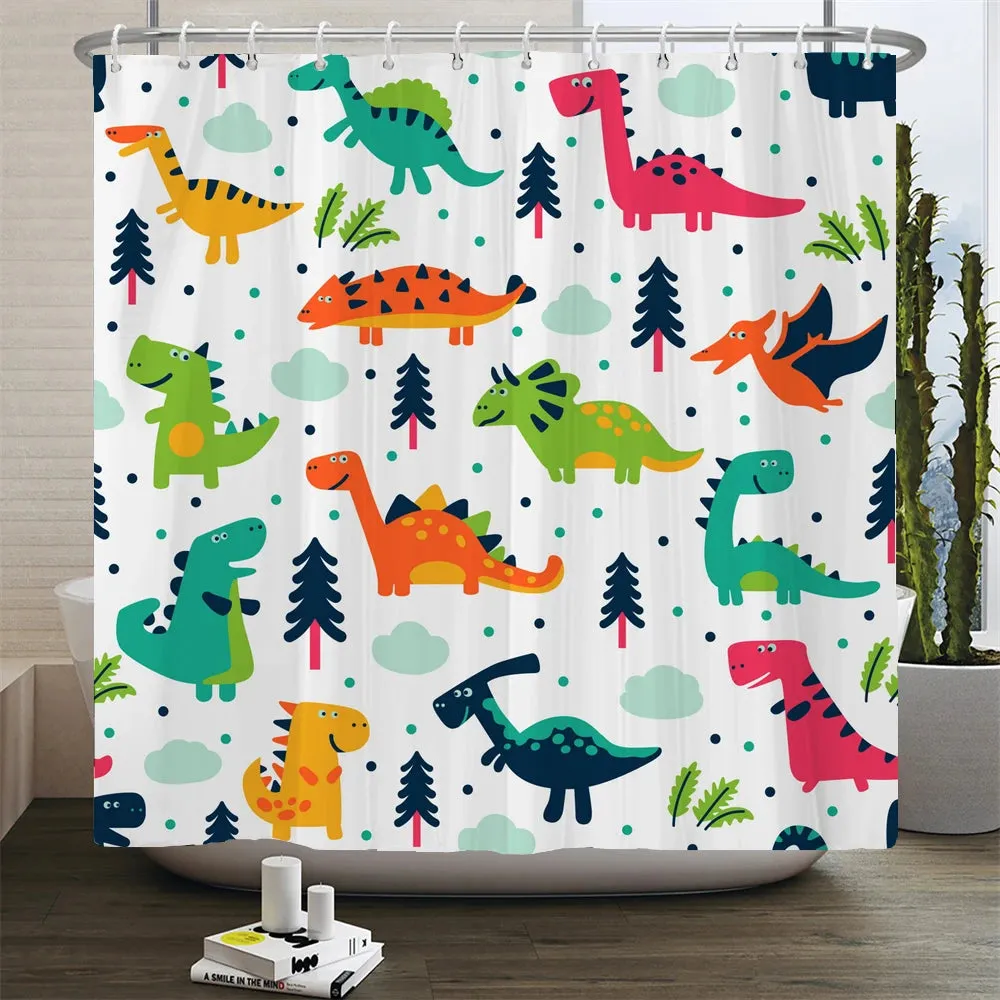 Cartoon Cat Llama Bathroom Curtain Shower Set