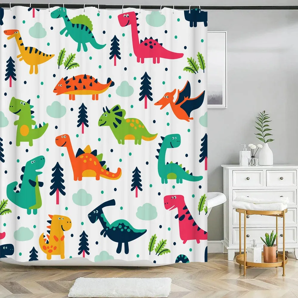 Cartoon Cat Llama Bathroom Curtain Shower Set