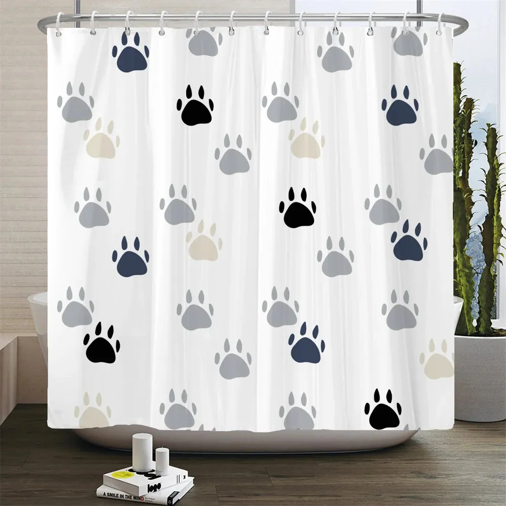 Cartoon Cat Llama Bathroom Curtain Shower Set