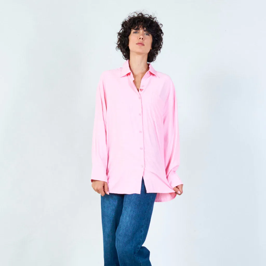 Casual oversized button-down shirt with pocket wholesale