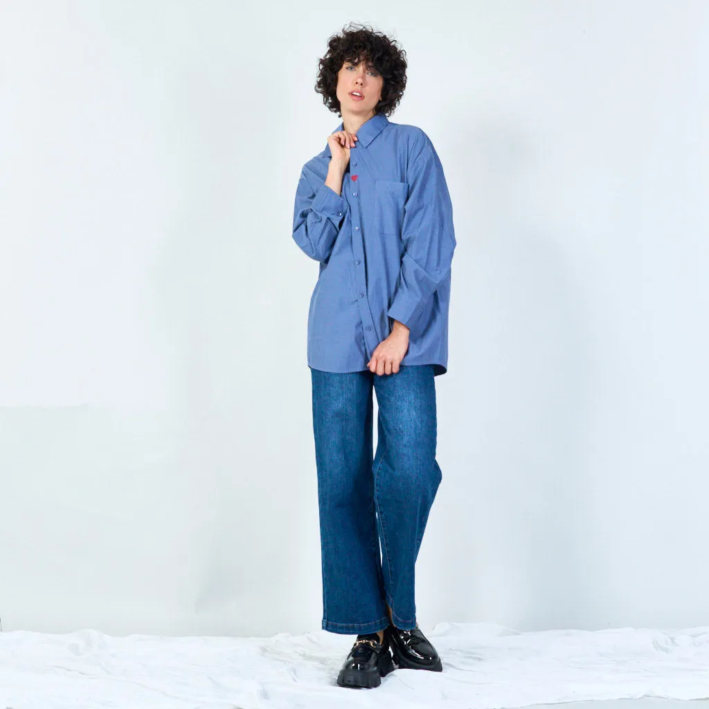 Casual oversized button-down shirt with pocket wholesale