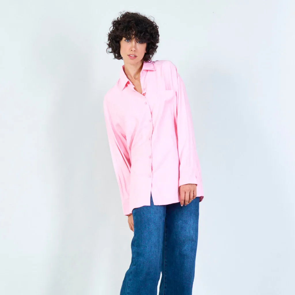 Casual oversized button-down shirt with pocket wholesale