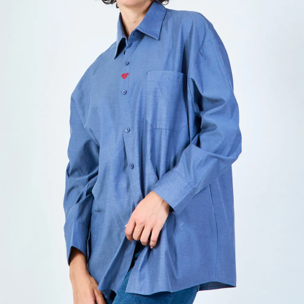 Casual oversized button-down shirt with pocket wholesale