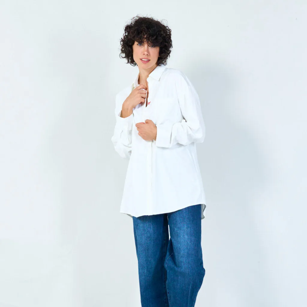 Casual oversized button-down shirt with pocket wholesale