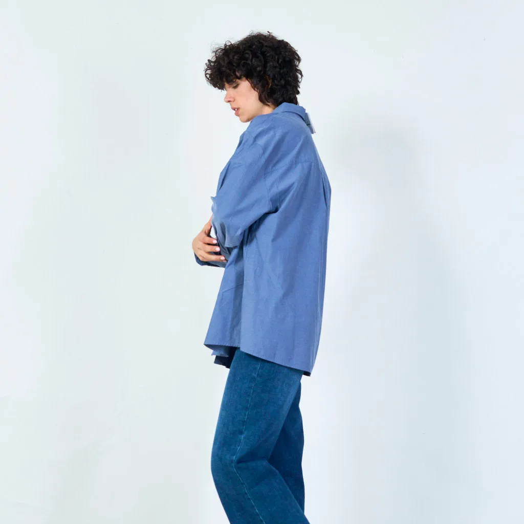 Casual oversized button-down shirt with pocket wholesale