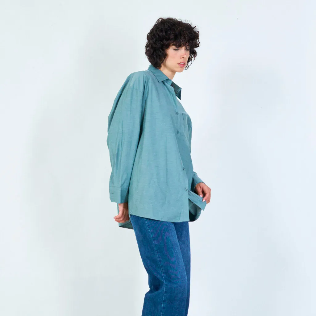 Casual oversized button-down shirt with pocket wholesale