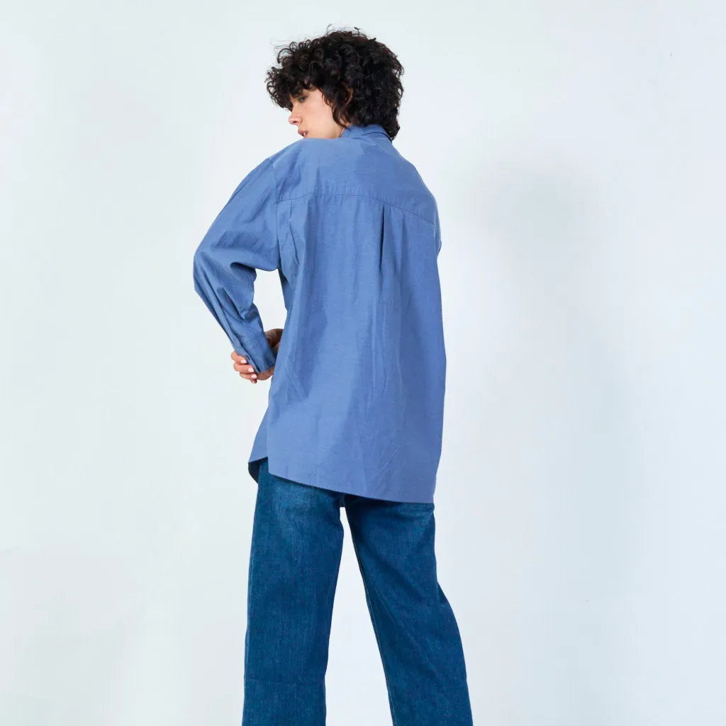 Casual oversized button-down shirt with pocket wholesale