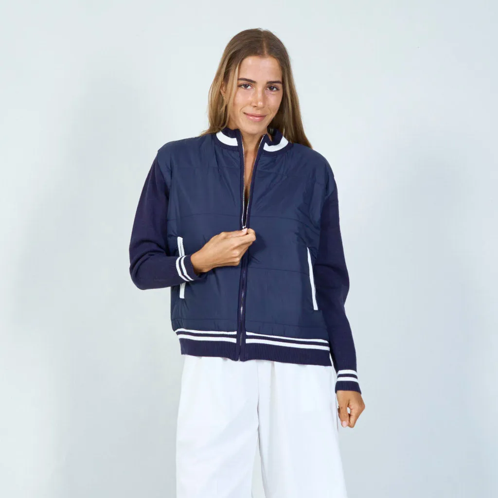 Casual quilted zip-up jacket wholesale