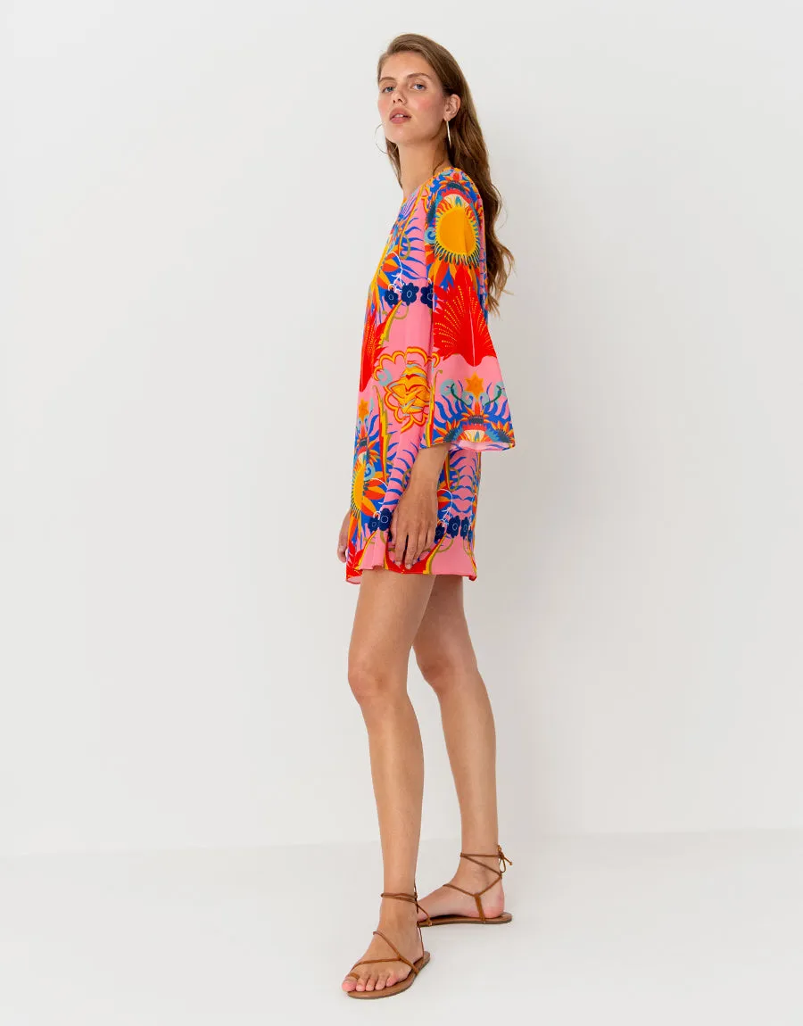 Cocoa Crepe Mini Dress - Sun Goddess Peach