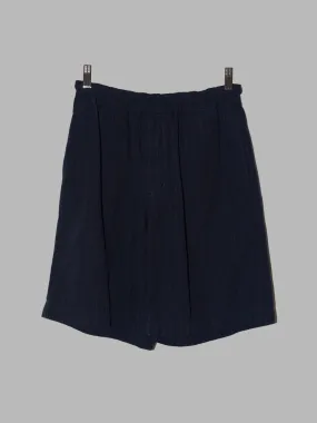 Comme des Garcons Homme Deux 2012 dark navy wool stripe elastic waist shorts XXS